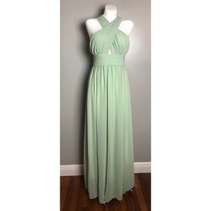 Cross-front Chiffon Bridesmaid Prom Dress